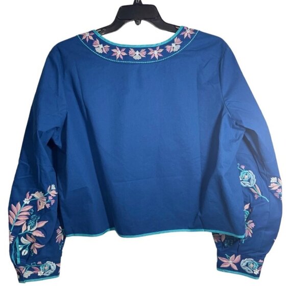LA BELLUM HILLARY SCOTT Embroidered Short‎ Jacket Women's 1X Cobalt Multi NWT - Picture 3 of 15